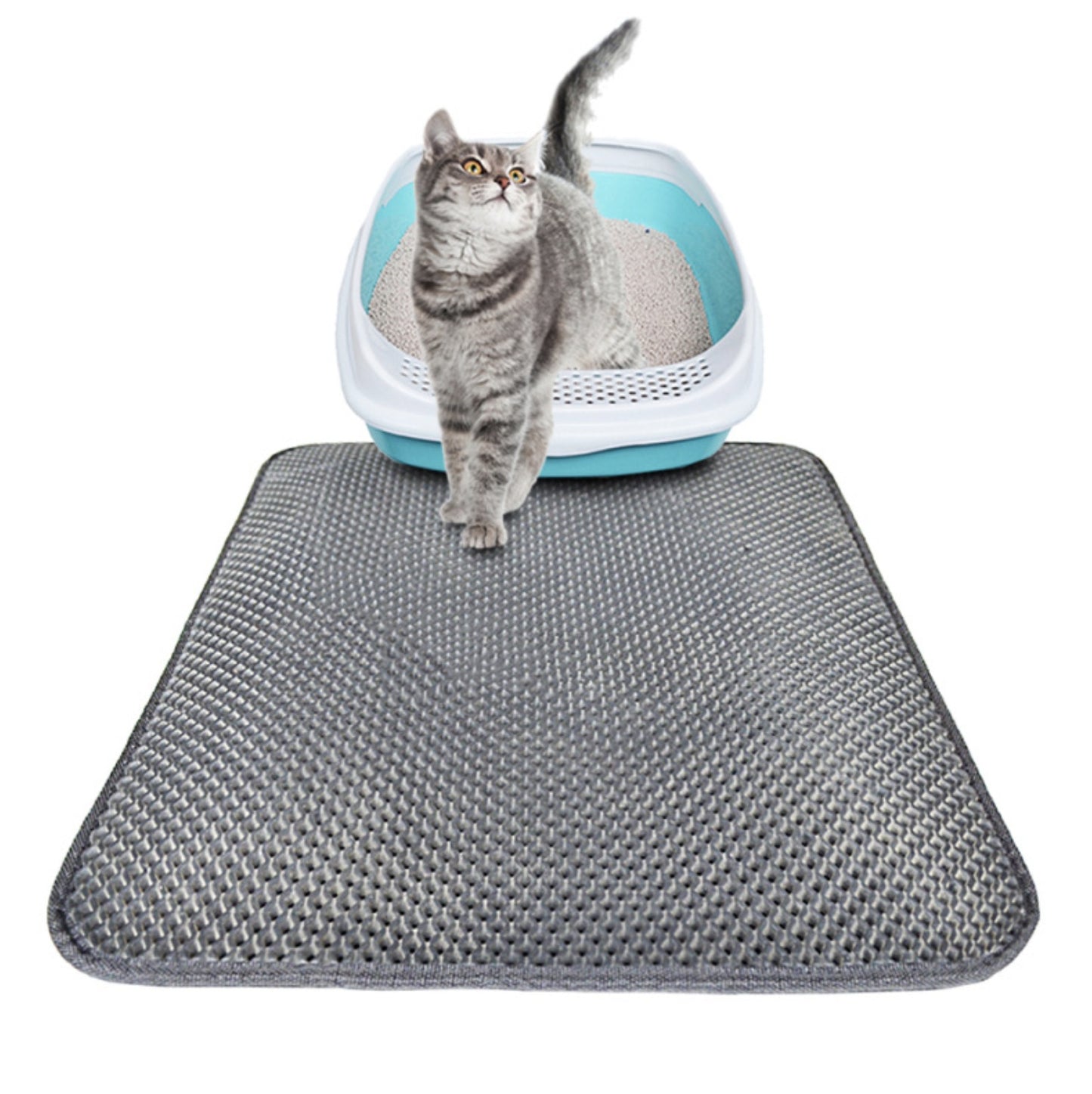 "Litter-free floors and a cozy cat—our Double Layer Litter Mat does both."