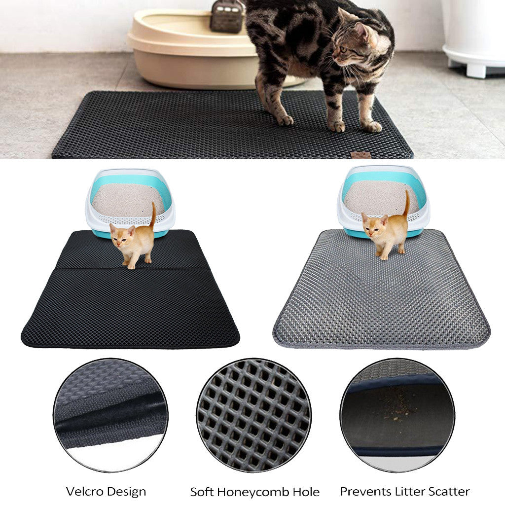 "Litter-free floors and a cozy cat—our Double Layer Litter Mat does both."